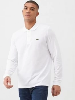 Lacoste Sportswear Classic Long Sleeve Pique Polo Shirt - White, Size 7, Men