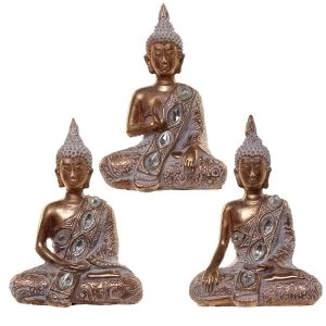 Image of Gold and White Meditation Thai Buddha Figurine (1 Random Supplied)