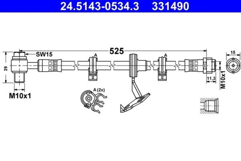 Image of ATE 24.5143-0534.3 Brake Hose Brake Hose (83)