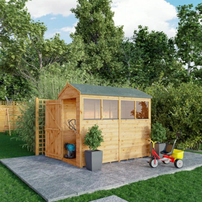 Image of Mercia 8 x 4 Woodsman Shiplap Apex Shed (Glass), Brown SI-100-001-0015