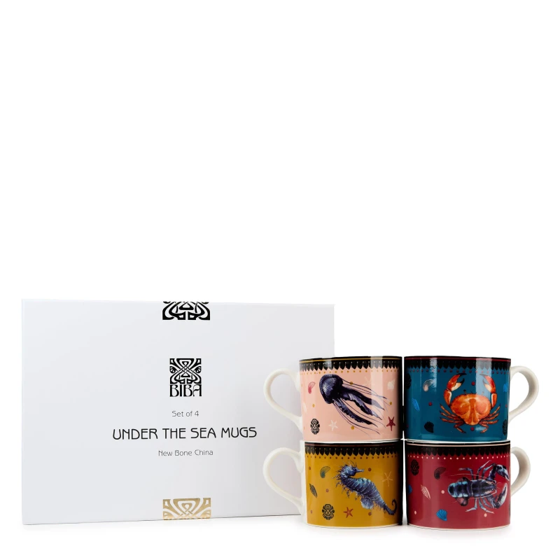 Image of Biba Biba Printed Mugs Set of 4 - Multi Multi One Size