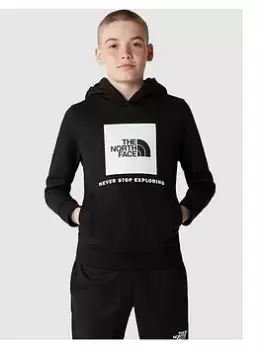 Image of Boys, The North Face Unisex Box Overhead Hoodie - Black, Size L=13-14 Years