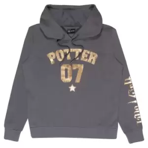 Image of Harry Potter Unisex Adult Potter 07 Gold Foil Hoodie (XL) (Charcoal/Gold)