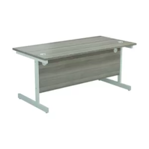Image of 1600 X 800 Single Upright Rectangular Desk Grey Oak-White