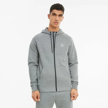 PUMA Classics Tech Full-Zip Mens Hoodie, Medium Grey Heather, size Large, Clothing