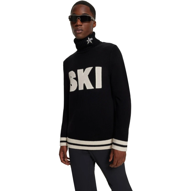 Image of Boss Mens Ribbed Crew-Neck Sweatshirt Black male S