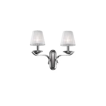 Image of Pegaso 2 Light Indoor Candle Wall Light Chrome, White with Organza Shades, E14