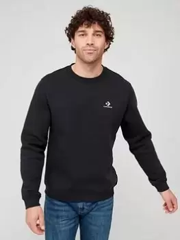 Image of Converse Embroidered Star Chevron Left Chest Crew Bb - Black, Size XL, Men