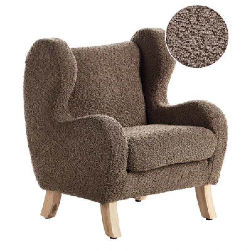Image of Beliani Kids Armchair Farum Boucle Brown