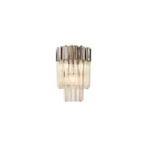 Image of Poland Wall Lamp 3 Light E14, Polished Nickel, Cognac Sculpted Glass