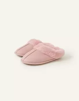 Image of Accessorize Faux Fur Mule Slippers Pink, Size: L