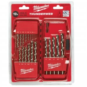 image of Milwaukee 19 Piece Thunderweb Hss-G Drill Set