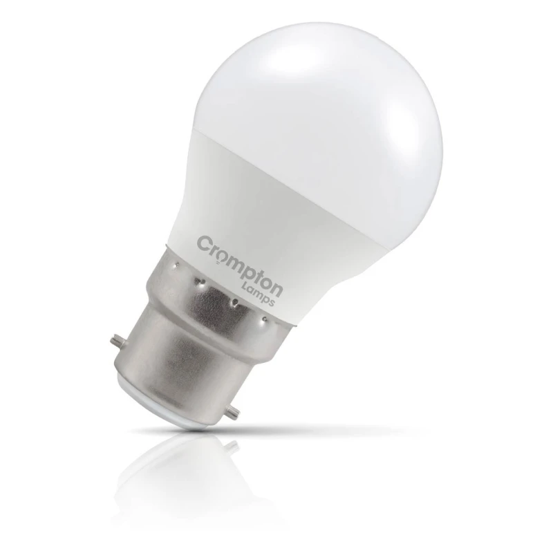 Image of Crompton LED Golfball Light Bulb B22 4.2W Dim Warm White 2700K Round Bayonet Thermal Plastic Opal