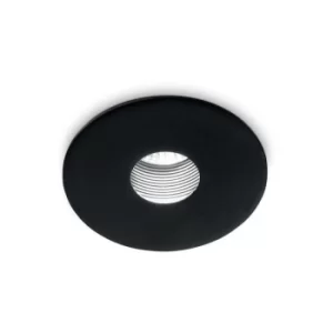 image of Ideal Lux Round Recessed Downlight Black IP44, 2700K, 11W