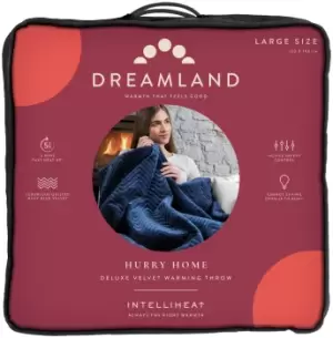 image of Dreamland Dreamland's Relaxwell Deluxe Navy Blue Velvet Herringbone Quilted Throw