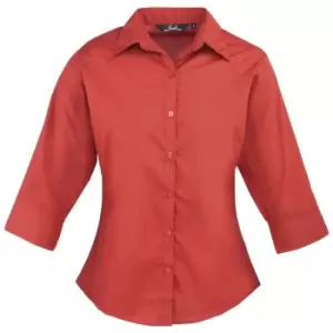 image of Premier 3/4 Sleeve Poplin Blouse / Plain Work Shirt (24) (Red)