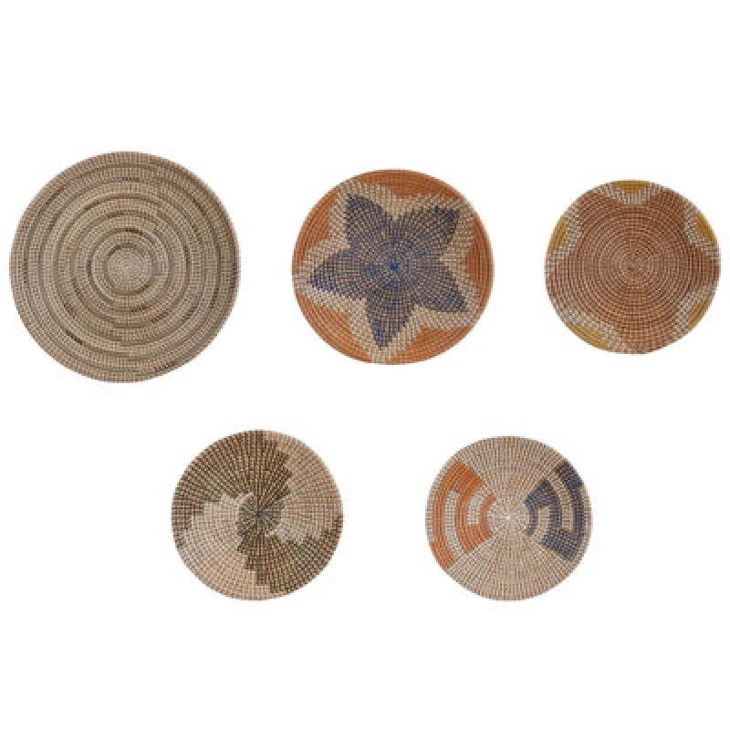 Image of Beliani Set Of Hanging Decorations Parore Seagrass 60/47/41/40/39cm Natural