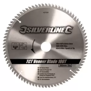 image of Silverline TCT Veneer Blade 100T - 300 x 30 - 25, 20, 16mm Rings