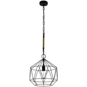 image of Netlighting Cottingham Wire Frame Pendant Ceiling Light Black