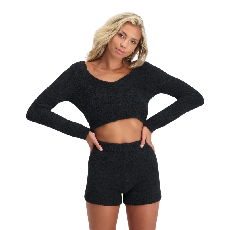 Image of Steve Madden Sports bra Steve Madden Boucle V-neck Noir Female XS