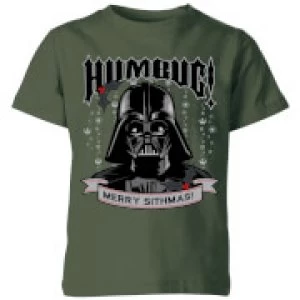 Image of Star Wars Darth Vader Humbug Kids Christmas T-Shirt - Forest Green - 11-12 Years