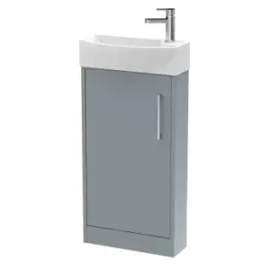 image of Hudson Reed Juno Compact 440mm Floor Standing 1 Door Unit & 1 Tap Hole Basin LH - Coastal Grey