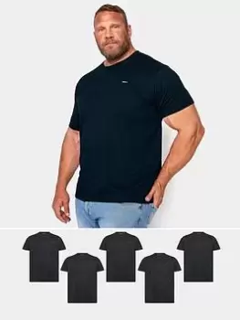 Image of BadRhino Black 5 Pack T-Shirts, Black, Size 2XL, Men