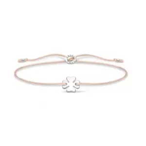 Image of Silver Cloverleaf Cord Tie Bracelet A1995-173-19-L20v