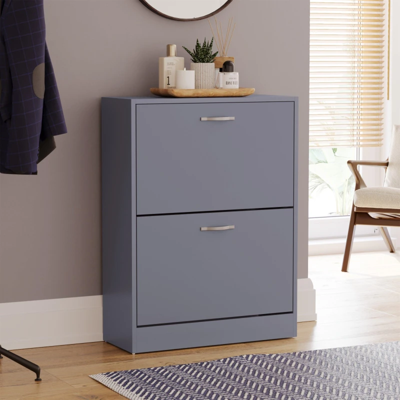 Image of Lassic Vida Designs 2 Drawer Shoe Cabinet - Grey Grey One Size