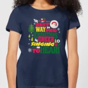 Image of Elf Christmas Cheer Womens Christmas T-Shirt - Navy - L