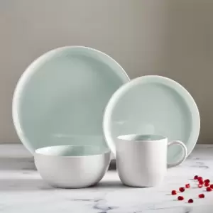 image of Barbary & Oak Scandinavian Inspired Oslo 16 Piece Stoneware Dinner Set - Peppermint Green