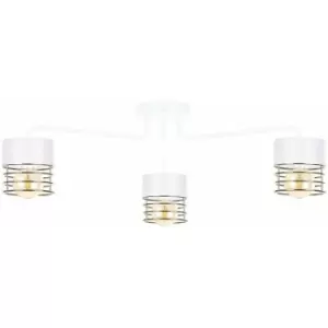 image of Keter Royal Multi Arm Semi Flush Ceiling Light White, Gold, 70cm, 3x E27