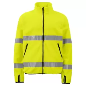 image of Projob Mens Fleece Hi-Vis Fleece Jacket (M) (Yellow/Black)