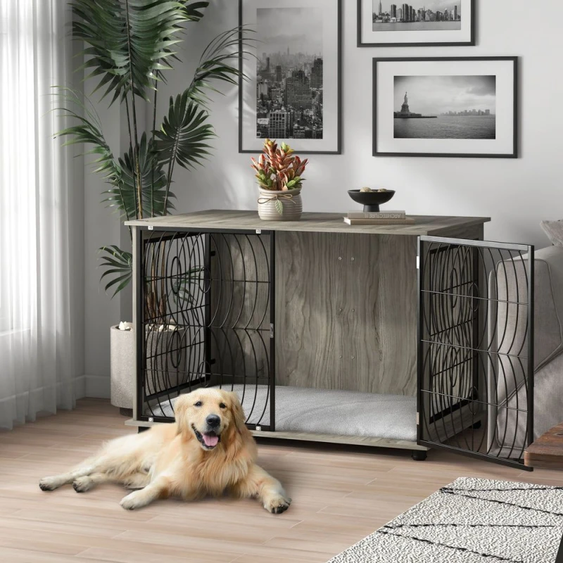 Image of PawHut Pawhut - Dog Crate Furniture End Table w/ Cushion for Dogs 118L x 75W x 82Hcm 5056725541859