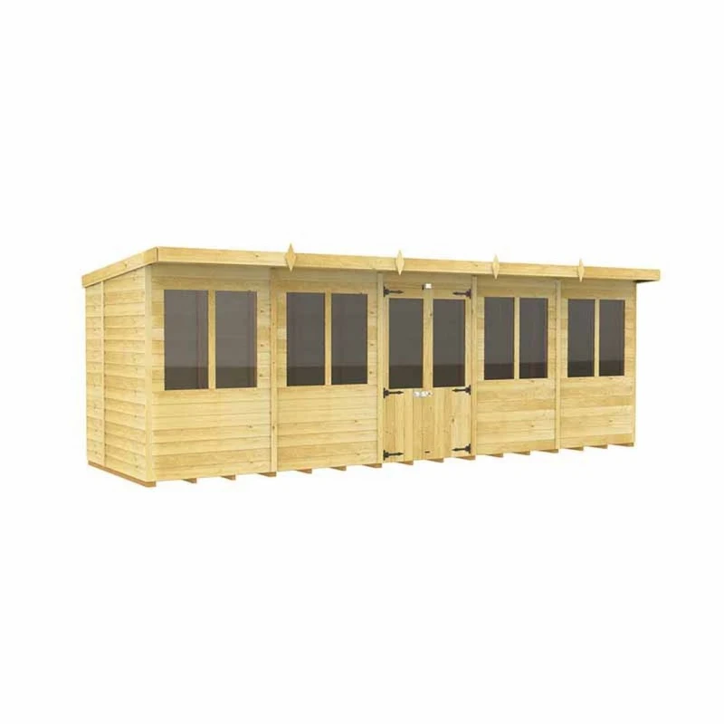 Image of Buttercup Farm 20ft x 5ft Pent Summer House - Wood - L147 x W589 x H201cm in Brown Brown Unisex