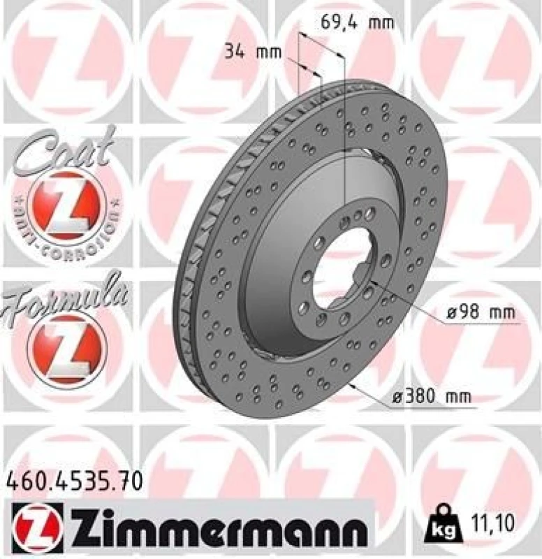 Image of ZIMMERMANN Brake disc ZIMMERMANN 460.4535.70