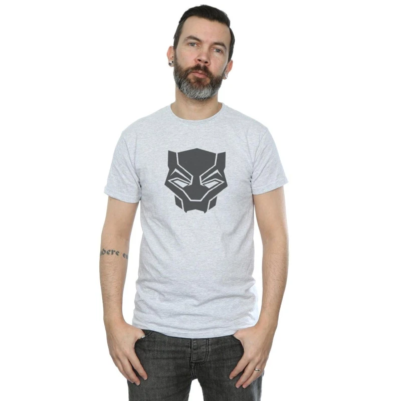 Image of Marvel Marvel Men Black Panther Black On Black T-Shirt in Grey Size: Small Grey S Male 5057736564257