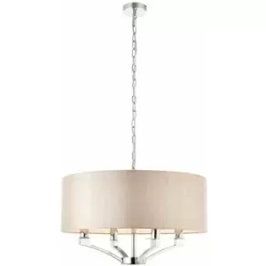 image of Loops - Ceiling Pendant Light Polished Nickel Plate & Beige Fabric 4 x 40W E14