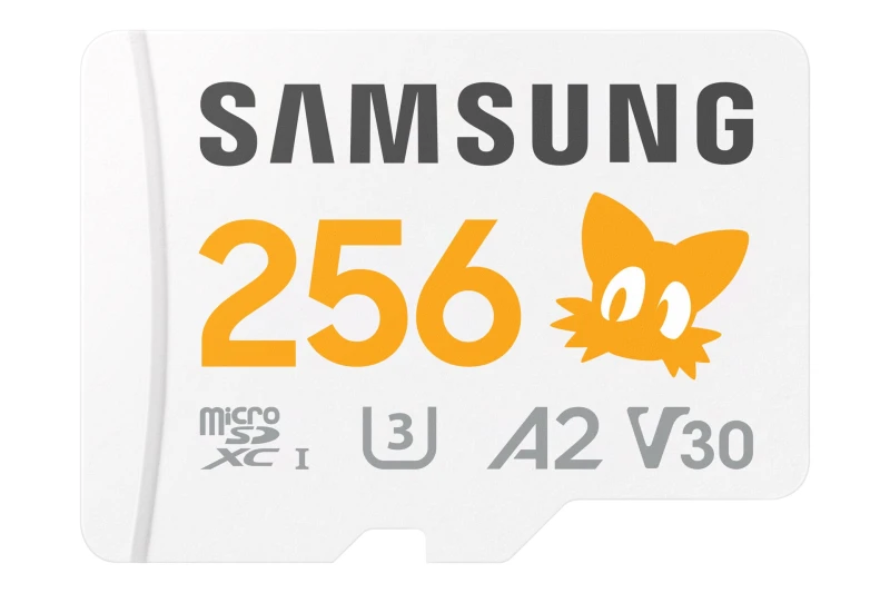 Image of Samsung Sonic Edition - Tails microSDXC card Retail 256GB A2 Application Performance Class, v30 Video Speed Class, UHS-I U3 “Sonic The Hedgeh
