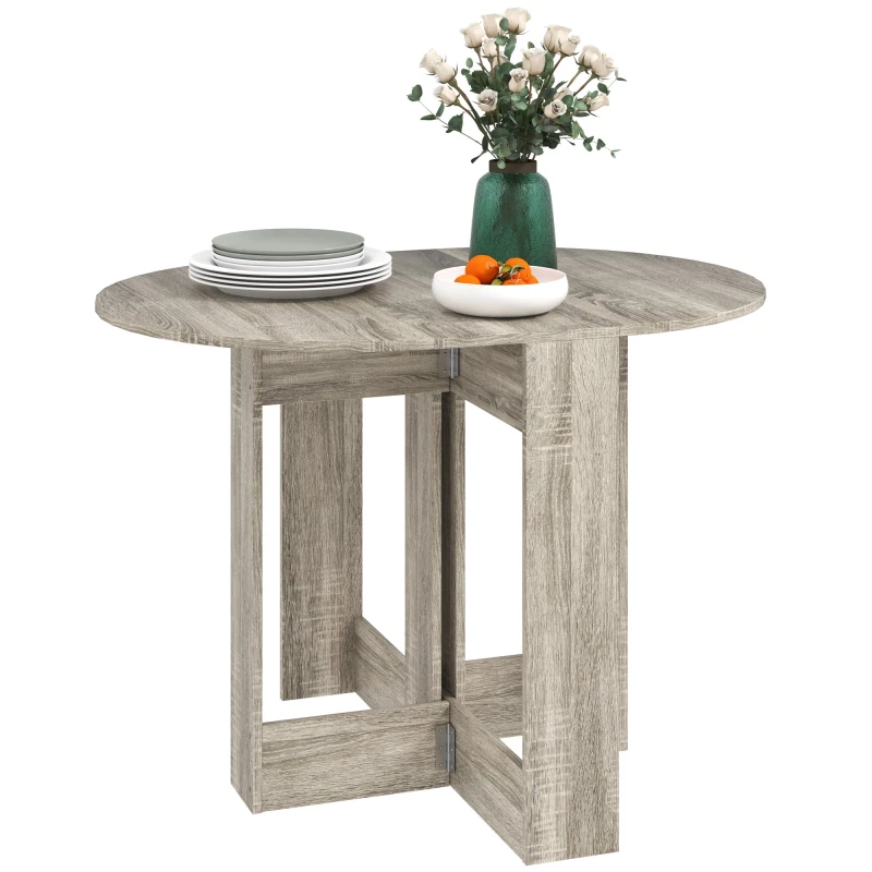 Image of HOMCOM Folding Dining Table Foldable Drop Leaf Dinner Table for Kitchen Grey 835-319V80GY