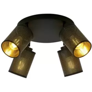 Image of Emibig Bronx Black Ceiling Spotlight Clusters with Black Fabric Shades, 4x E14