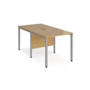 image of Office Desk 2 Person Rectangular Desk 800mm Oak Tops With Silver Frames Maestro 25