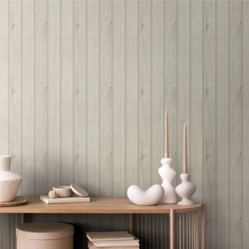 Image of Hoopla Walls Tongue And Groove- Stone (10M Wallpaper)