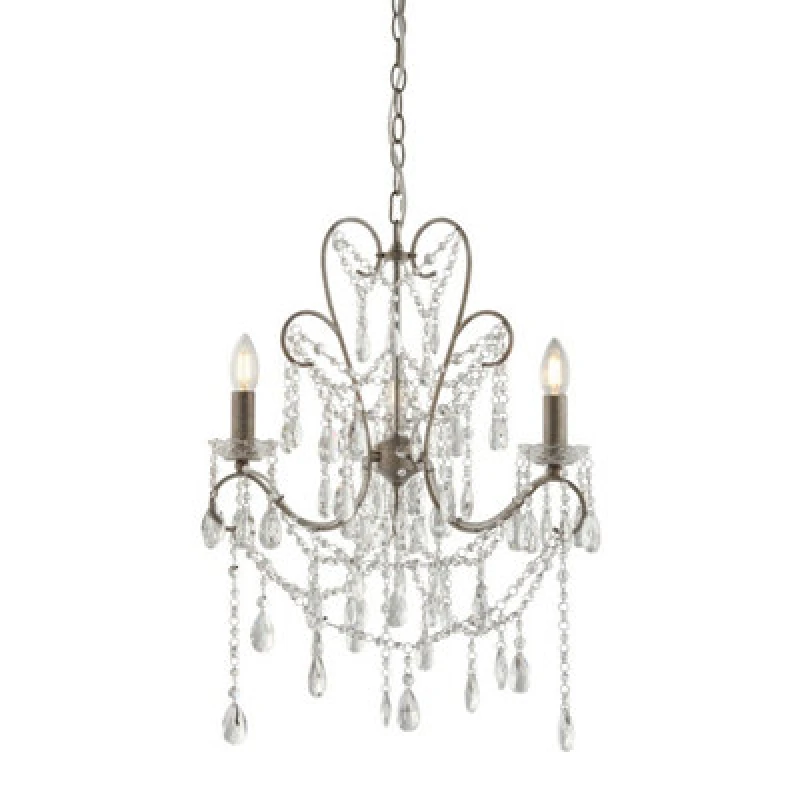 Image of Luminosa Lighting Luminosa Berkley Chandeliers Aged Silver Paint, Clear Cut Glass, 3X E14