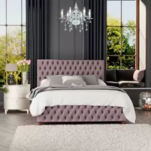 Image of Seren Ottoman Storage Bed, Plush Velvet, Blush Super King - Laurence Llewelyn-bowen