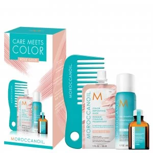 image of Moroccanoil Care Meets Colour Blonde Bundle with Free Comb - Rose Gold