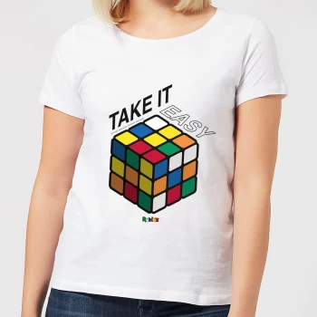 image of Take It Easy Rubik's Cube Womens T-Shirt - White - L