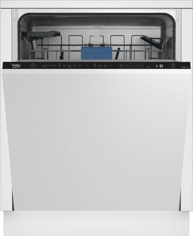 Image of Beko BDIN38451 Integrated Full Size Dishwasher - Black Control Panel with Fixed Door Hinge Kit - B Rated