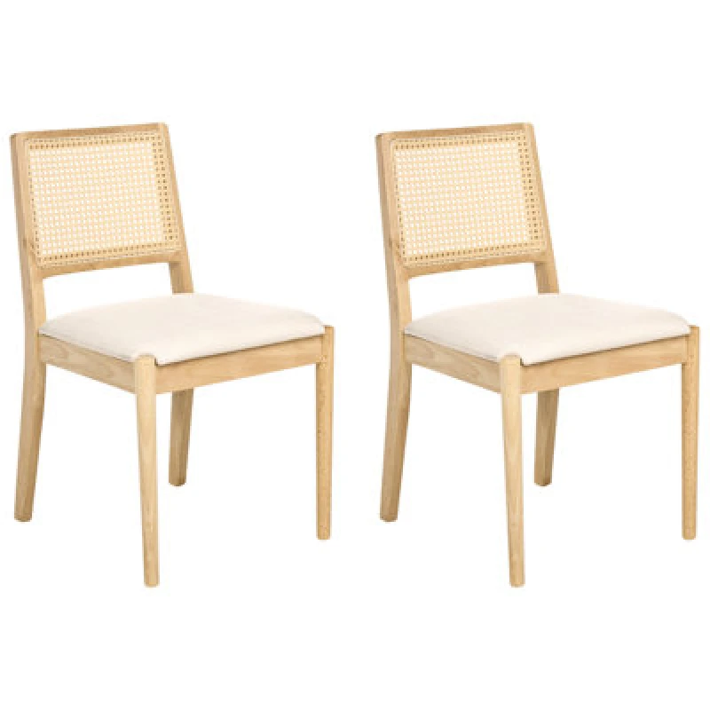 Image of Beliani Set Of 2 Dining Chairs Tamarac Wood Light Brown