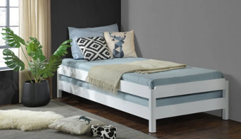 Image of Mattress Guru White Wooden 3IN1 Stacking Guest Bed White